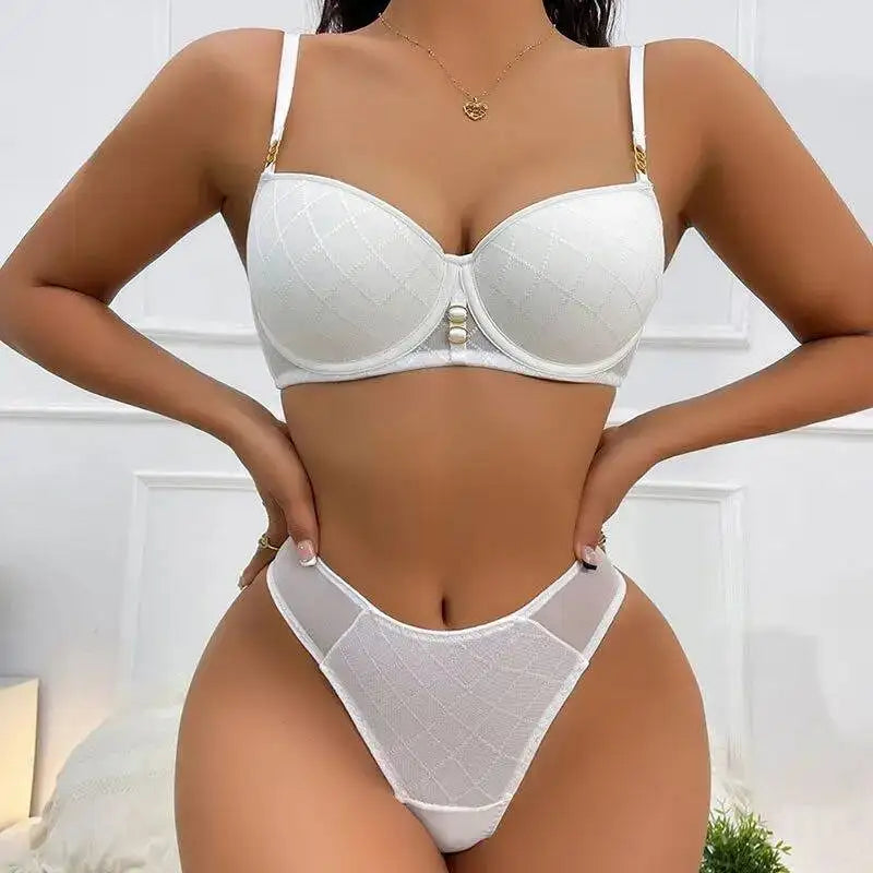 Ensemble de soutien-gorge avec anneau en acier et culotte assortie pour femmes