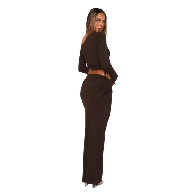 Ensemble robe longue et haut à manches longues pour femmes