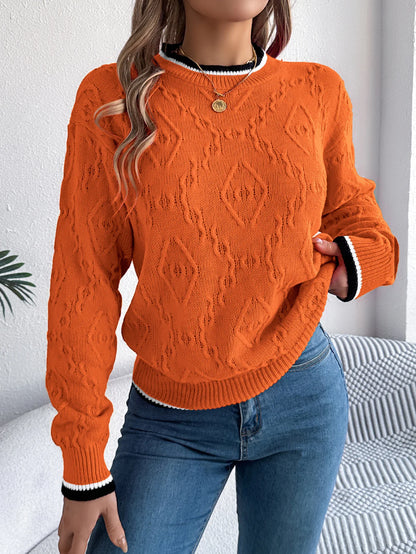 Pull Torsadé Femme – Bordures Contrastantes