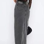 Jupe longues en jean fendue taille haute pour femmes