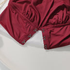 Soutien-gorge sexy rouge à boutons sur le devant sans anneau en acier pour femmes