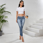 Leggings rétro non en jean pour femmes
