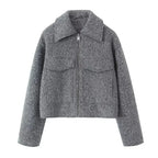 Manteau en laine avec fermeture éclair de luxe pour femmes