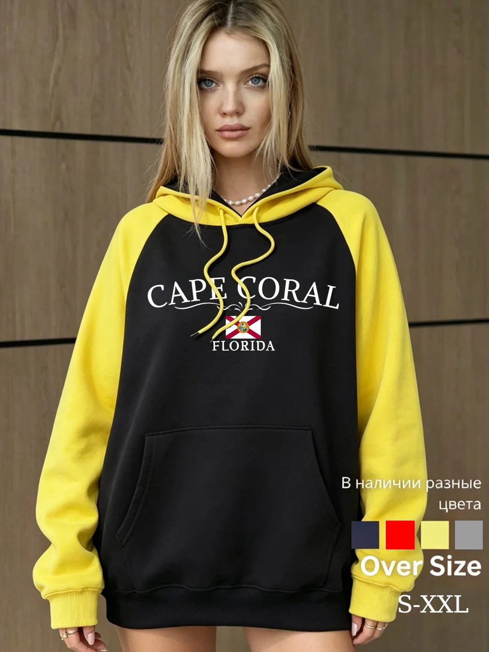 Sweat à capuche raglan imprimé Cape Coral Florida pour femmes