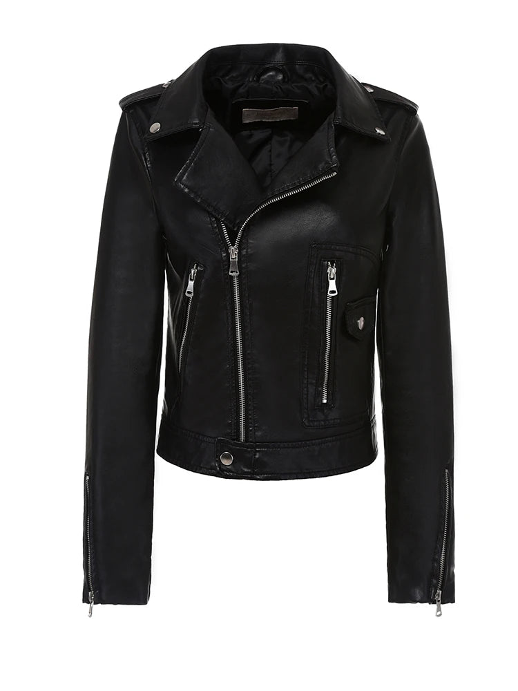 Veste en faux cuir pour femmes