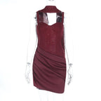 Robe mini dos nu à lacets et sequins pour femmes