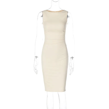 Robe Fourreau Femme Unie Sans Manches