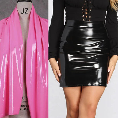 Mini-Jupe Crayon Taille Haute en Similicuir Brillant