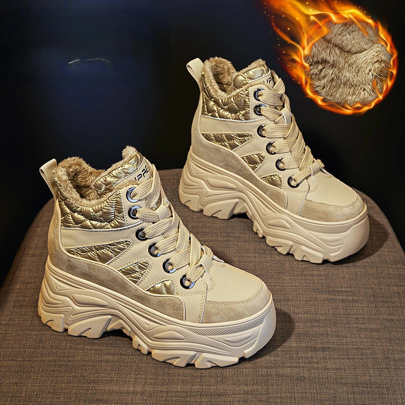 Chaussures à plateforme, compensées de rinçage en cuir de vache véritable pour femmes