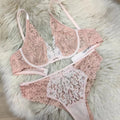 Ensemble soutien-gorge et culotte en dentelle brodée pour femmes