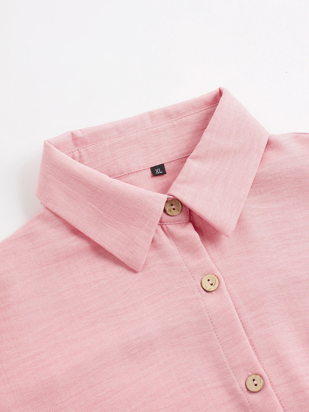 Ensemble deux pièces chemise boutonnée unie et pantalon large à nouer sur le devant pour femmes