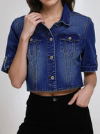 Veste en jean courte légère pour femmes