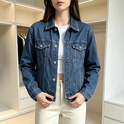 Veste en Jean Bleu Femme – Classique Boutonnée