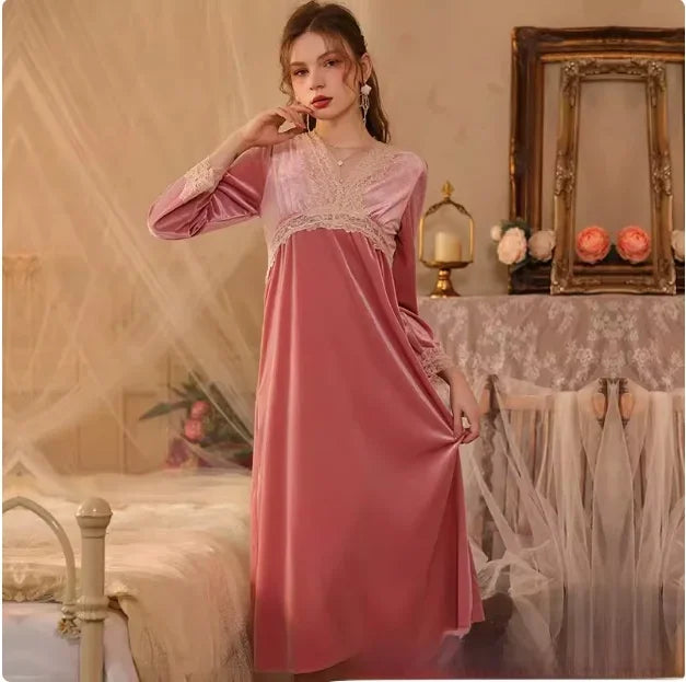 Robe de nuit sexy en velours pour femmes