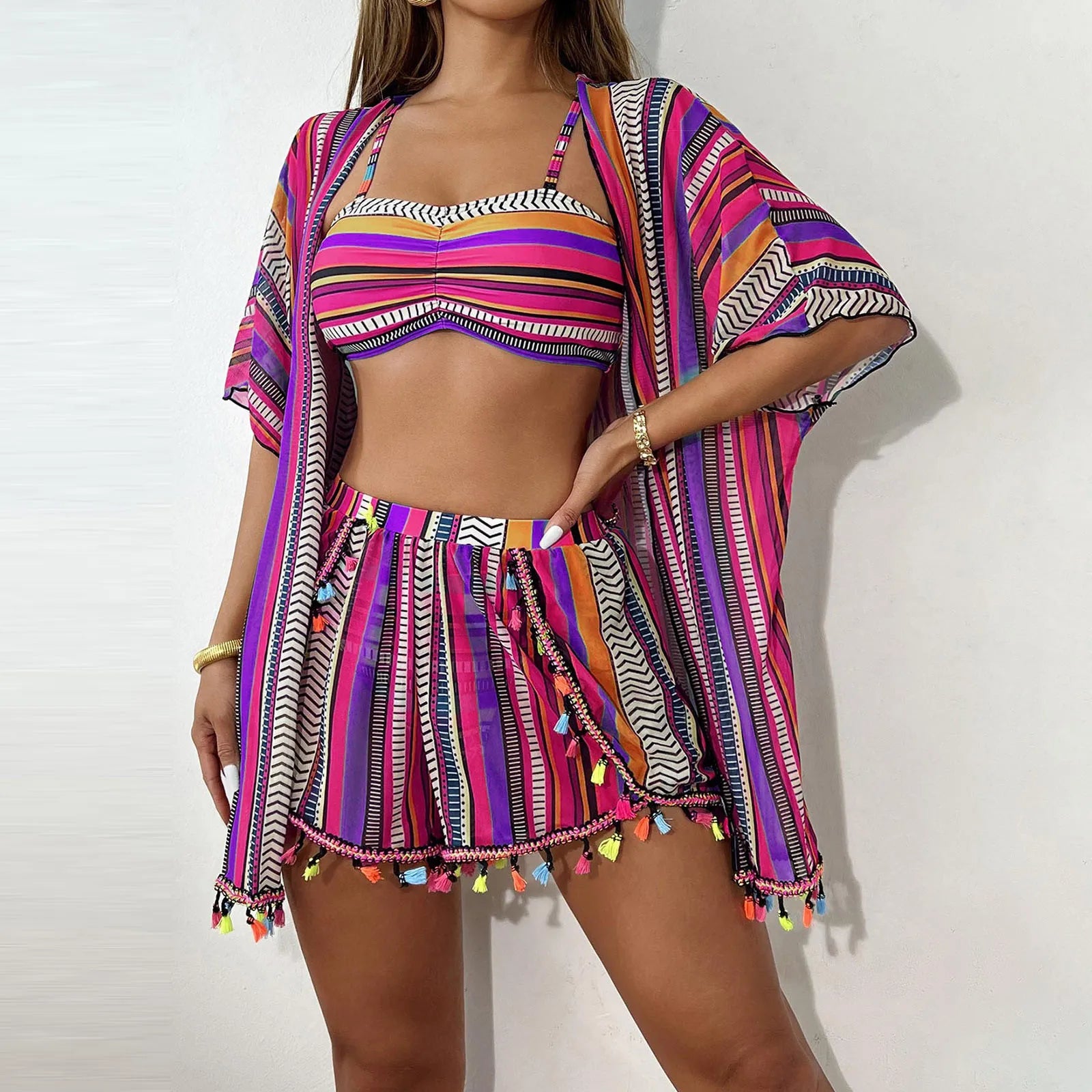 Maillots de bain 4 pièces taille haute pour femmes