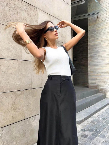 Jupe Longue Noire Femme – Ample et à Poches