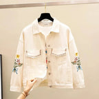 Veste en jean brodée pour femmes
