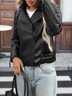 Veste noire en similicuir pour femmes