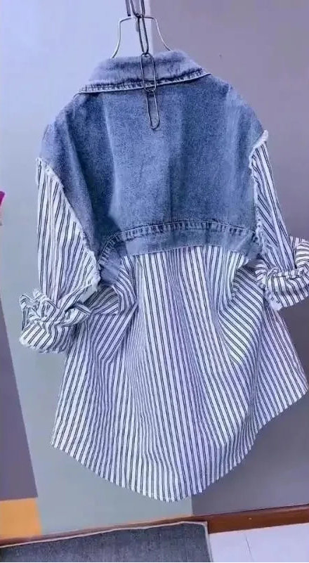 Veste en jean rayée pour femmes