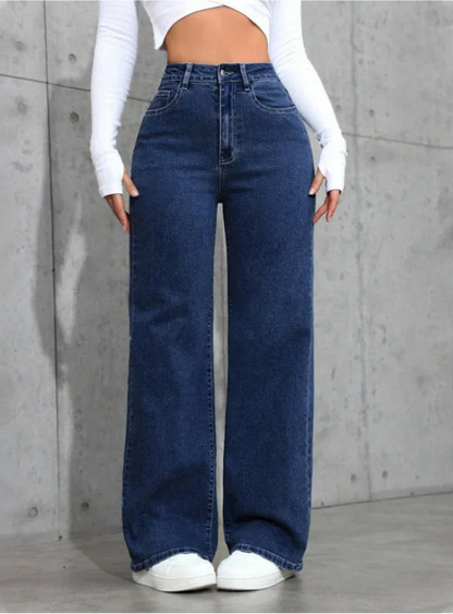 Jean Droit Large Femme – Taille Haute