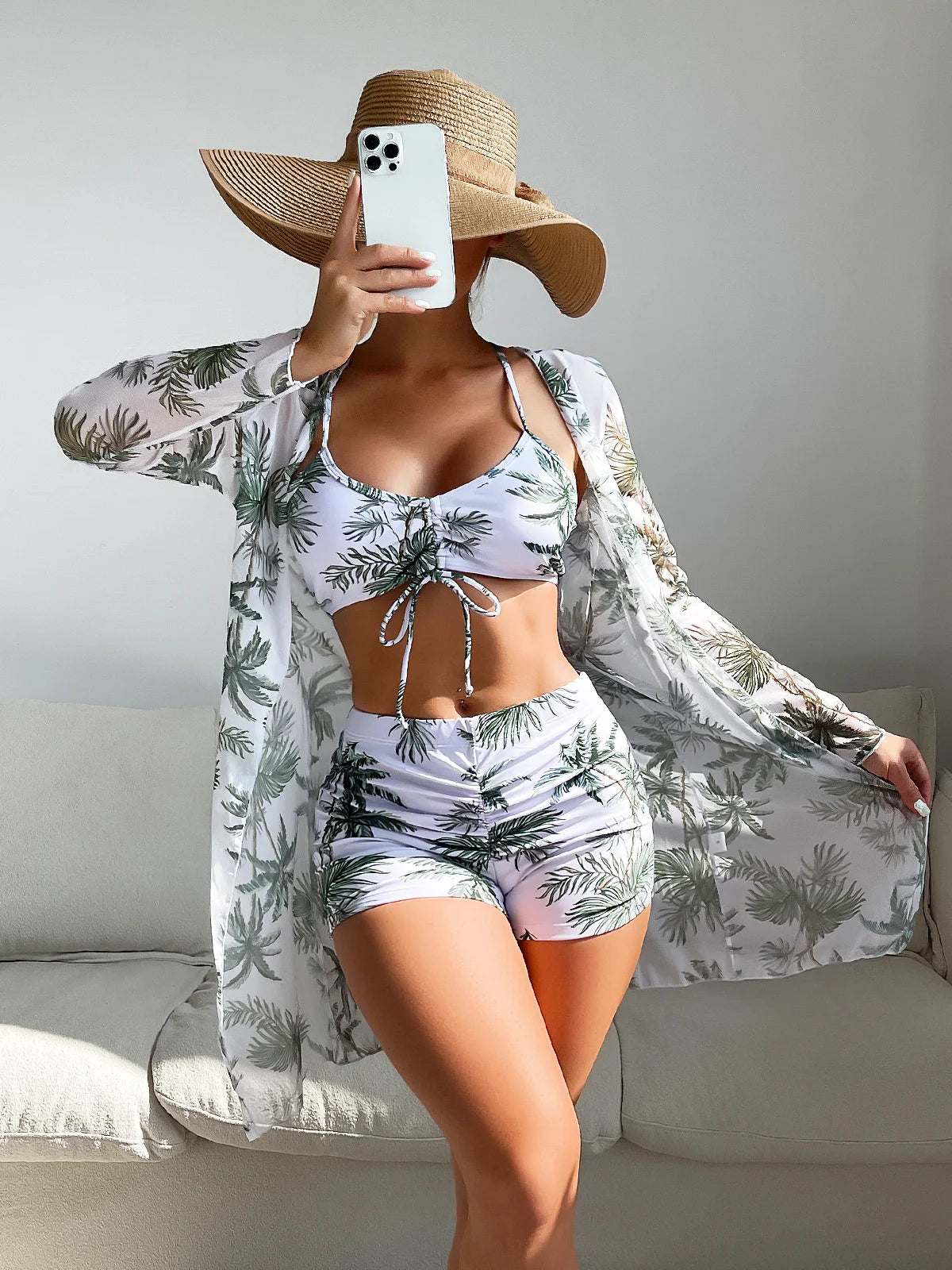 Maillot de bain trois pièces push-up pour femmes