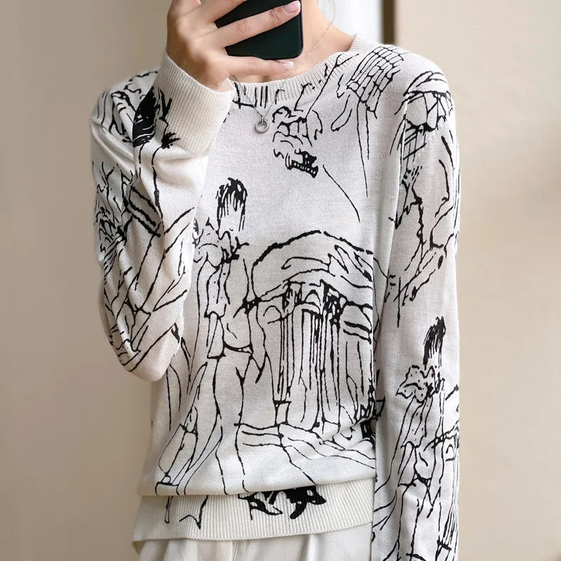 Pull-over en tricot imitation laine raffinée pour femmes