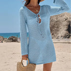Robe courte en tricot ajouré pour femmes