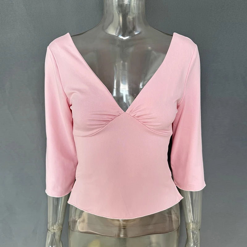 T-shirts sexy à col en V pour femmes