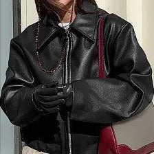 Veste en cuir ample et tendance pour femmes