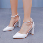 Sandales pointues en cuir talons pour femmes