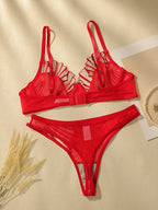 Ensemble de sous-vêtement soutien-gorge sexy en dentelle brodée pour femmes