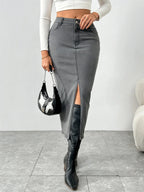 Jupe moulante droite vintage en jean pour femmes