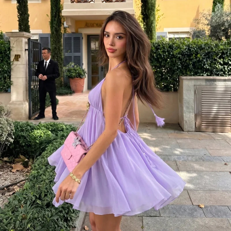 Robe mini sexy dos nu pour femmes