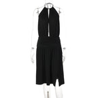 Robe longue dos nu sexy à col en V pour femmes