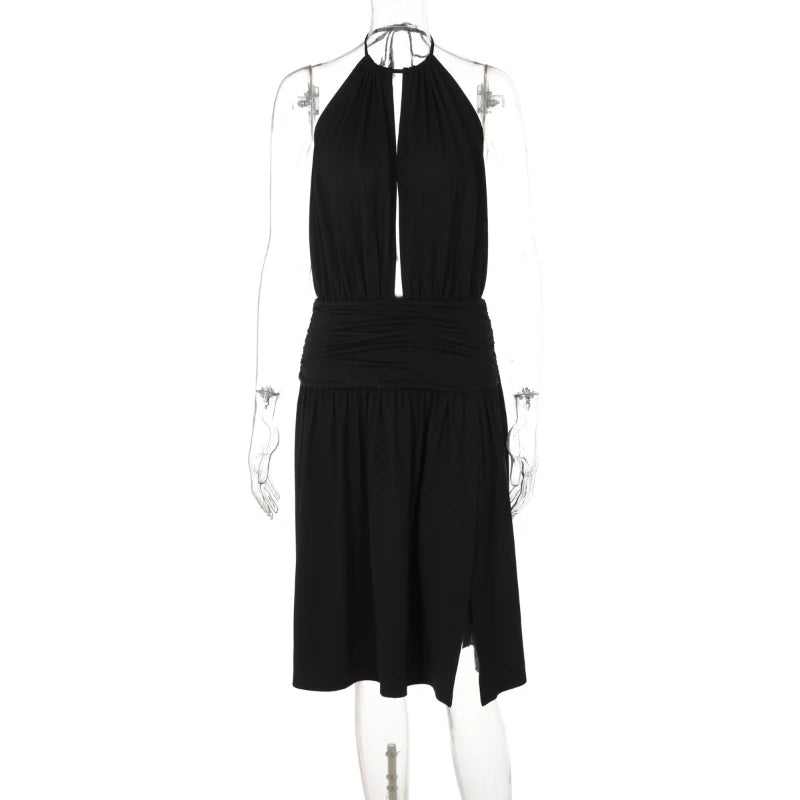 Robe longue dos nu sexy à col en V pour femmes