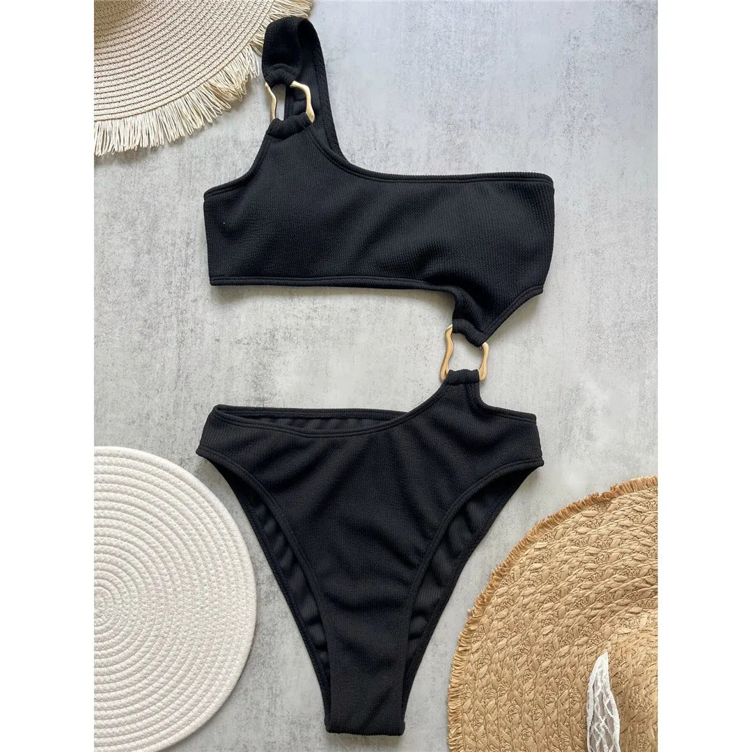Maillot de bain une pièces à épaule dénudée pour femmes