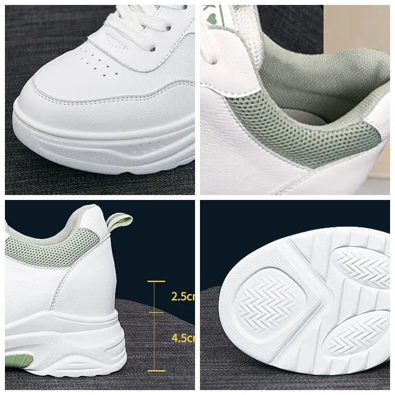 Baskets épaisses de 8cm en cuir véritable pour femmes