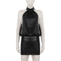 Robe dos nu sexy en similicuir style années 2000 pour femmes