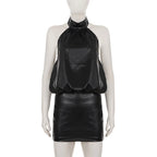 Robe dos nu sexy en similicuir style années 2000 pour femmes