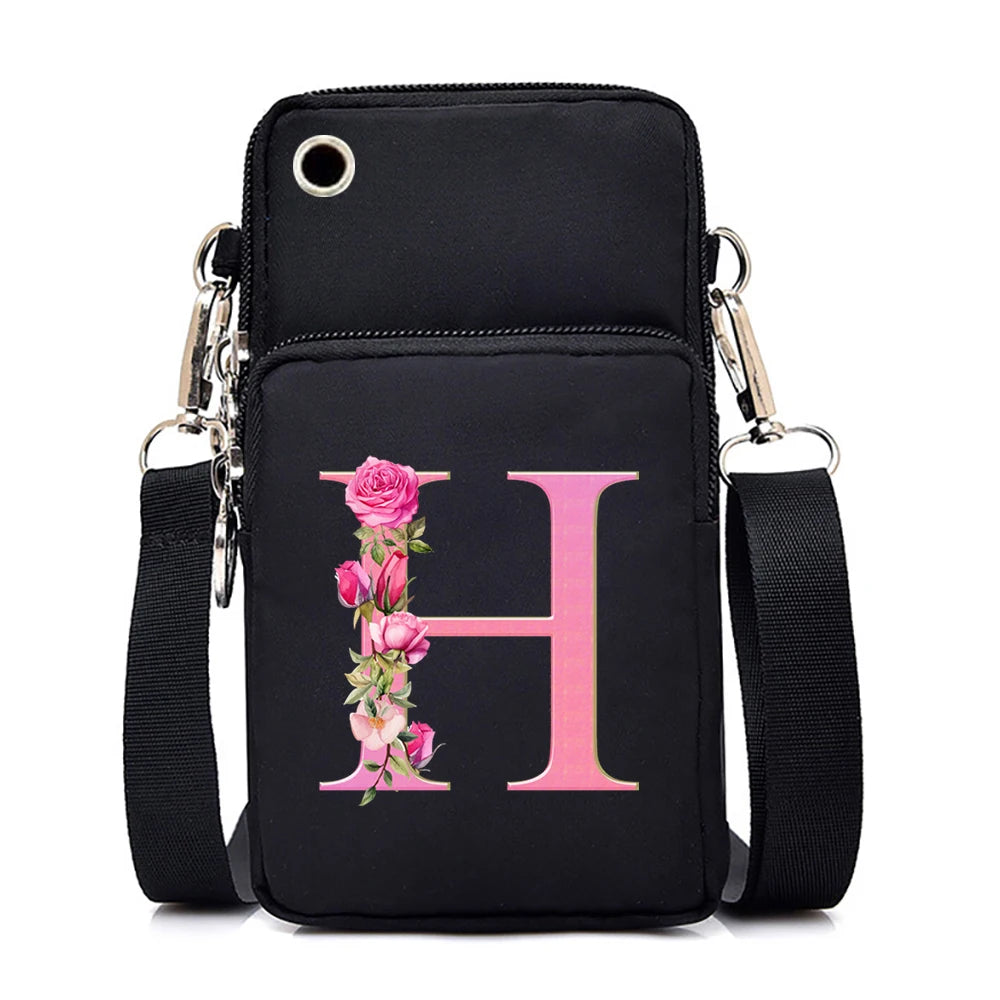 Sac à bandoulière série lettres Sakura rose pour téléphone portable pour femmes