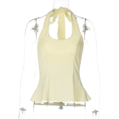 Débardeur Court Moulant Femme – Dos Nu Lacé