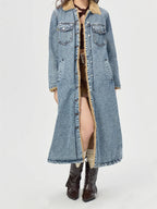 Veste en jean épaisse à simple boutonnage pour femmes
