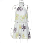 Robe mini dos nu à imprimé floral pour femmes