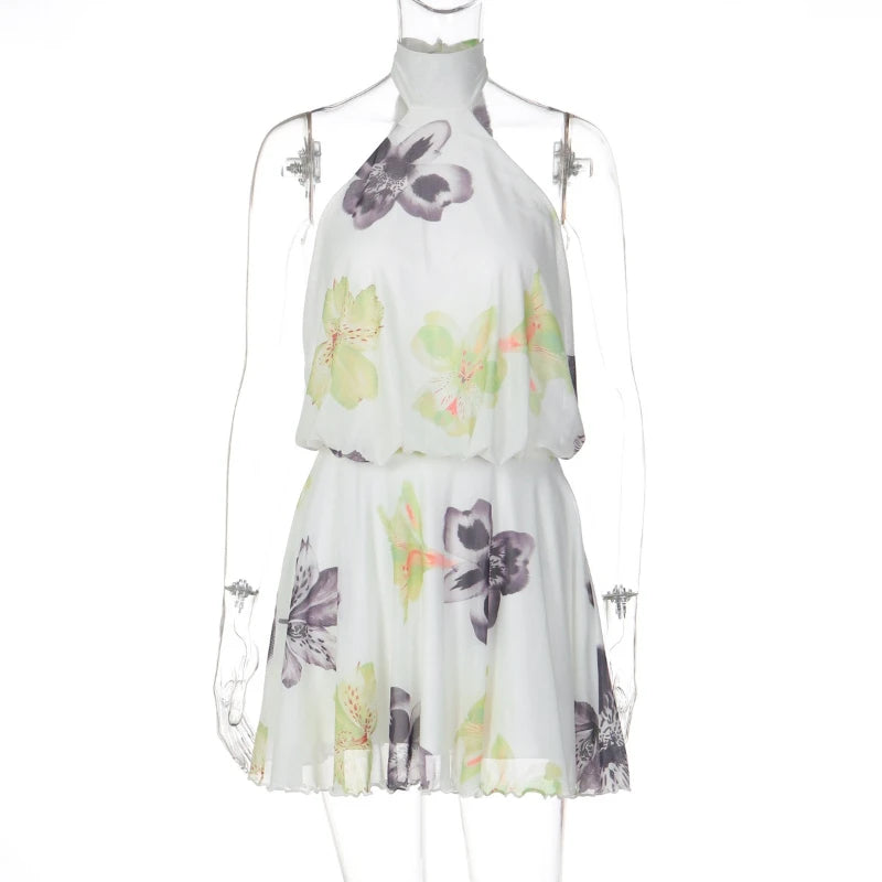 Robe mini dos nu à imprimé floral pour femmes