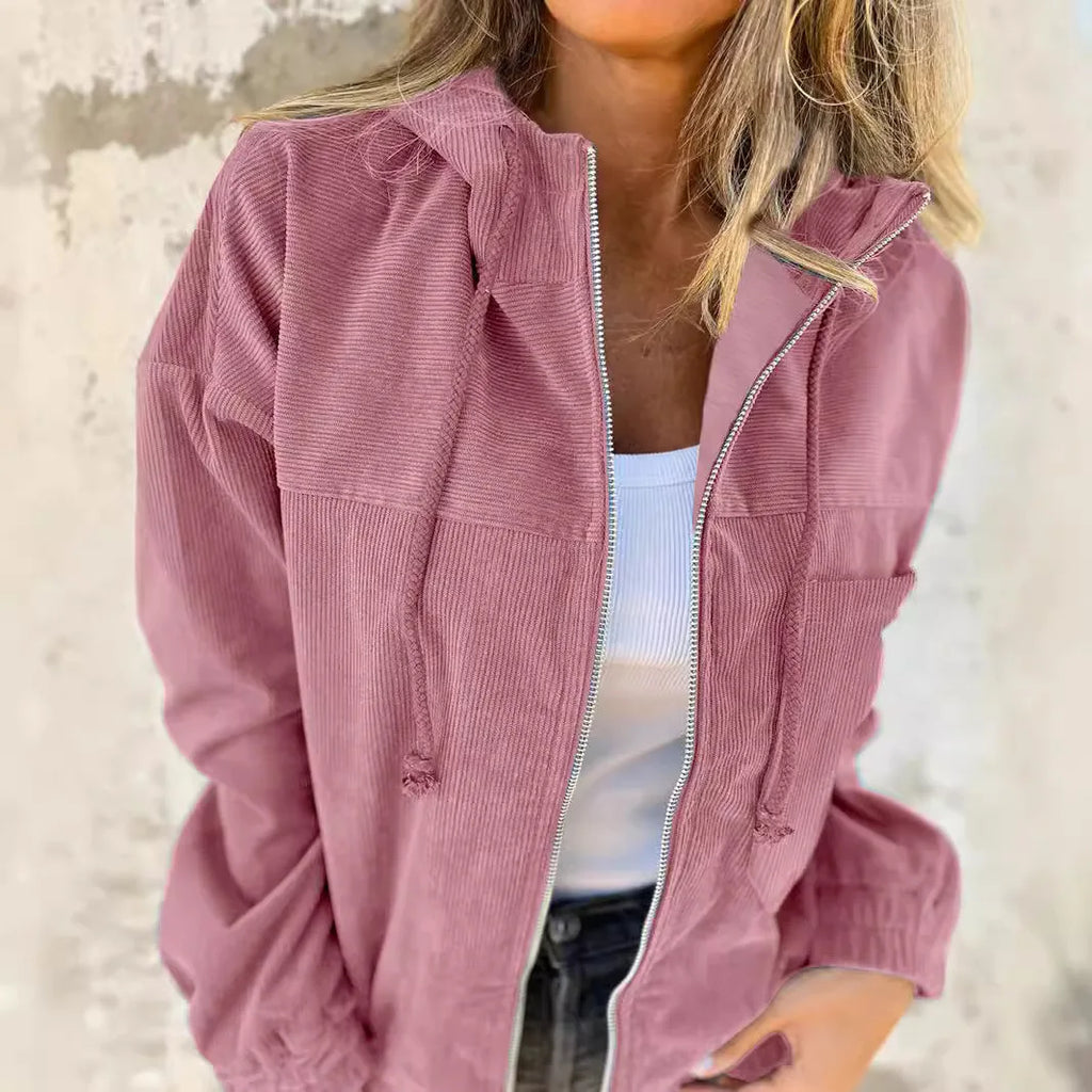 Veste à capuche en velours pour femmes