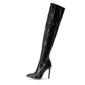 Botte en cuir verni bout pointu pour femmes