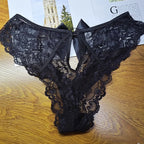 String  en dentelle transparente évidée  avec nœud pour femmes