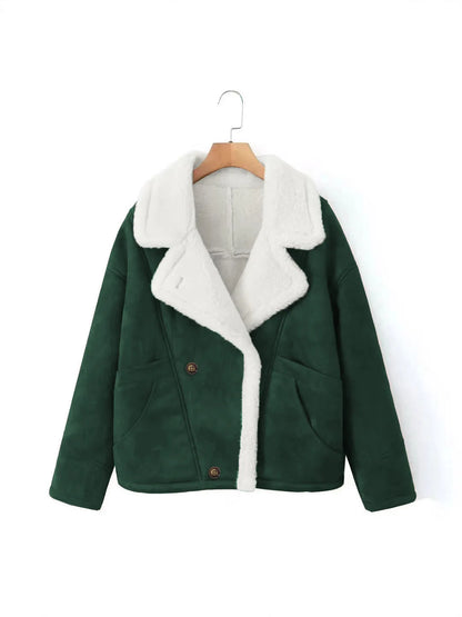 Veste Rétro Femme – Effet Laine d’Agneau et Patchwork