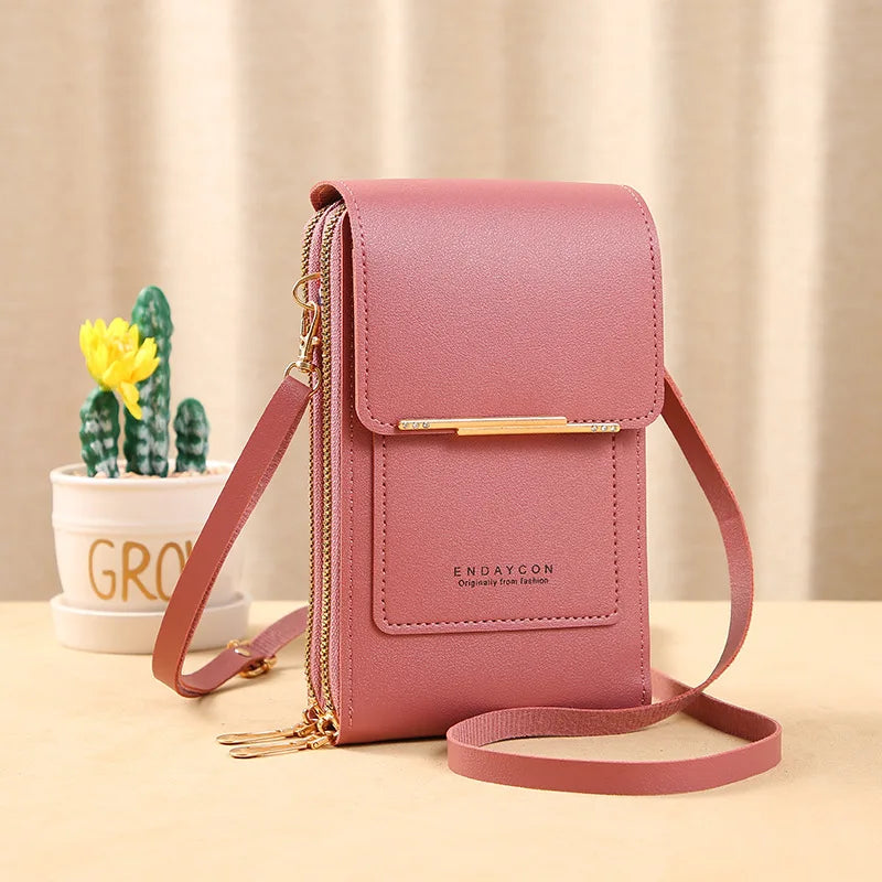 Sac à main en cuir souple téléphone portable pour femmes