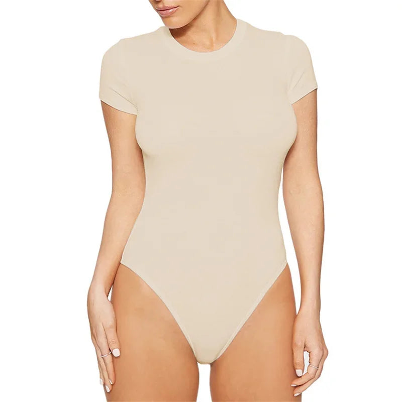 Body à manches courtes et coupe slim pour femmes